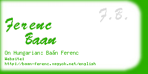 ferenc baan business card